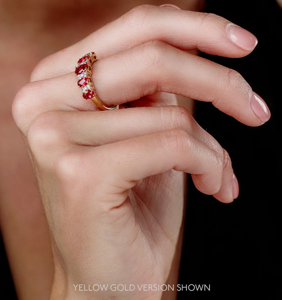 1.85ct Ruby and Lab Diamond Eternity Ring in 9K White Gold - Asteria