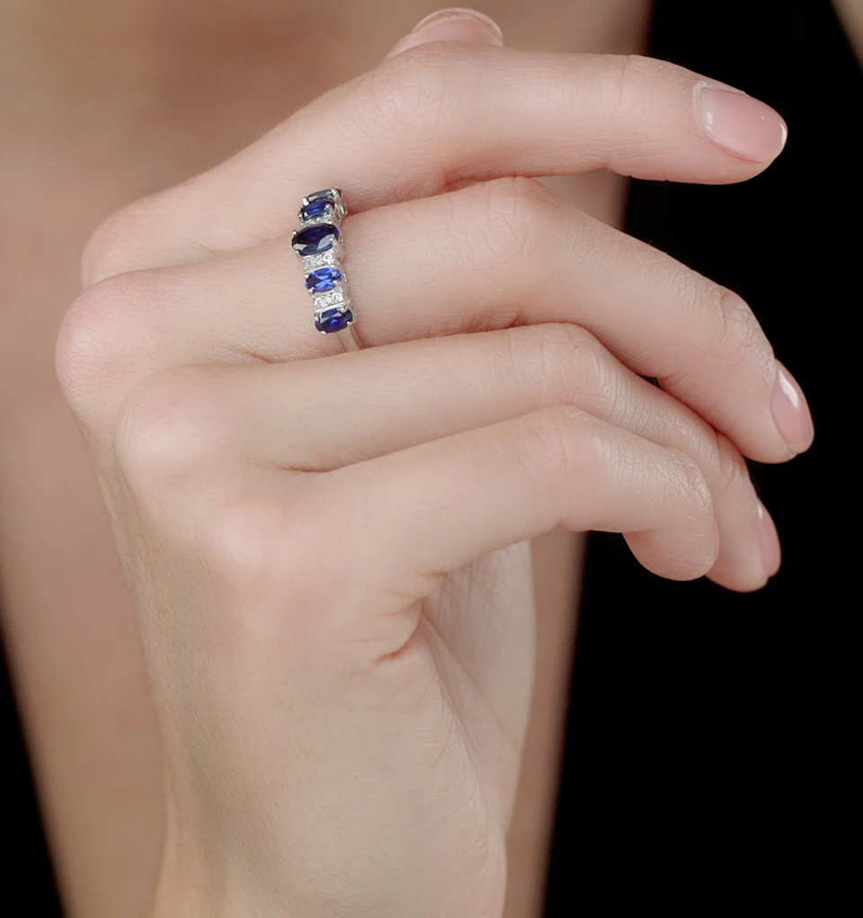 1.85ct Sapphire and Lab Diamond Eternity Ring 9KW Gold Asteria