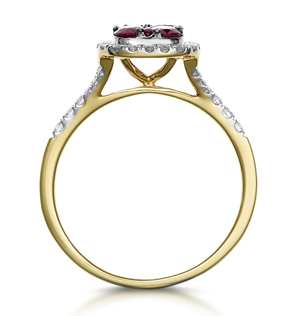 Ruby and Diamond Halo Square Ring in 18K Gold - Asteria Collection