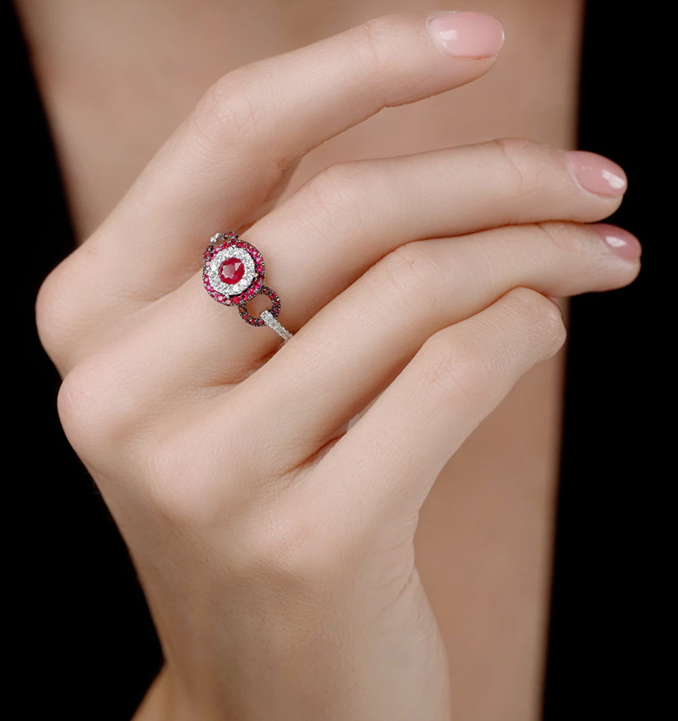 0.90ct Ruby and Diamond Circles Ring in 18K Gold - Asteria Collection