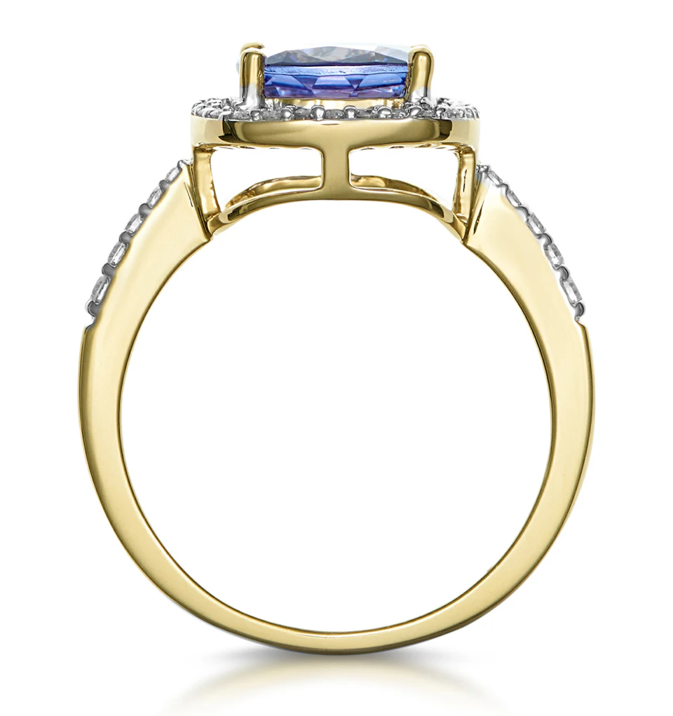 2ct Tanzanite and Diamond Shoulders Asteria Ring in 18K Gold