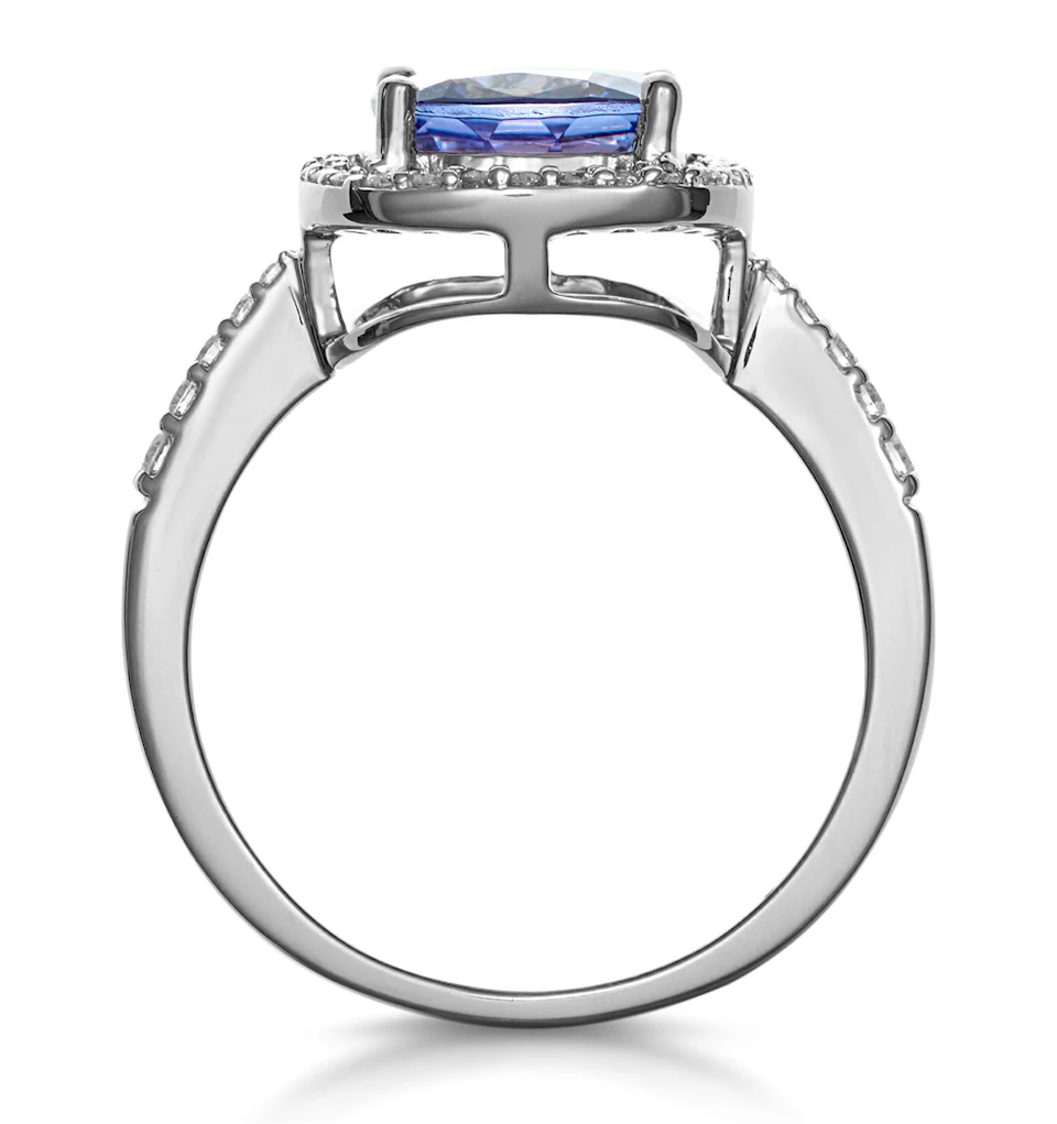 2ct Tanzanite and Diamond Shoulders Asteria Ring in 18K White Gold