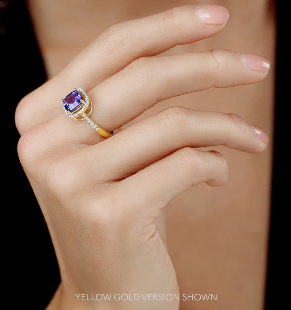 2ct Tanzanite and Diamond Shoulders Asteria Ring in 18K White Gold