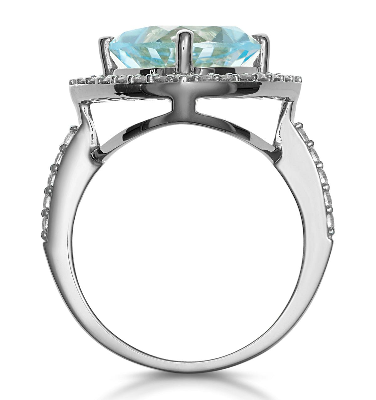 5.40ct Blue Topaz and Diamond Asteria Statement Ring in 18KW Gold