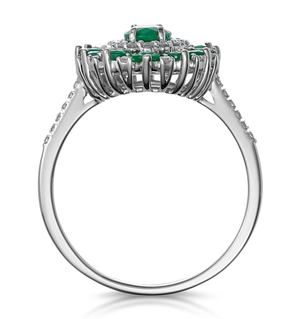 1.35ct Emerald Lab Diamond Halo Ring in 9K White Gold - Asteria