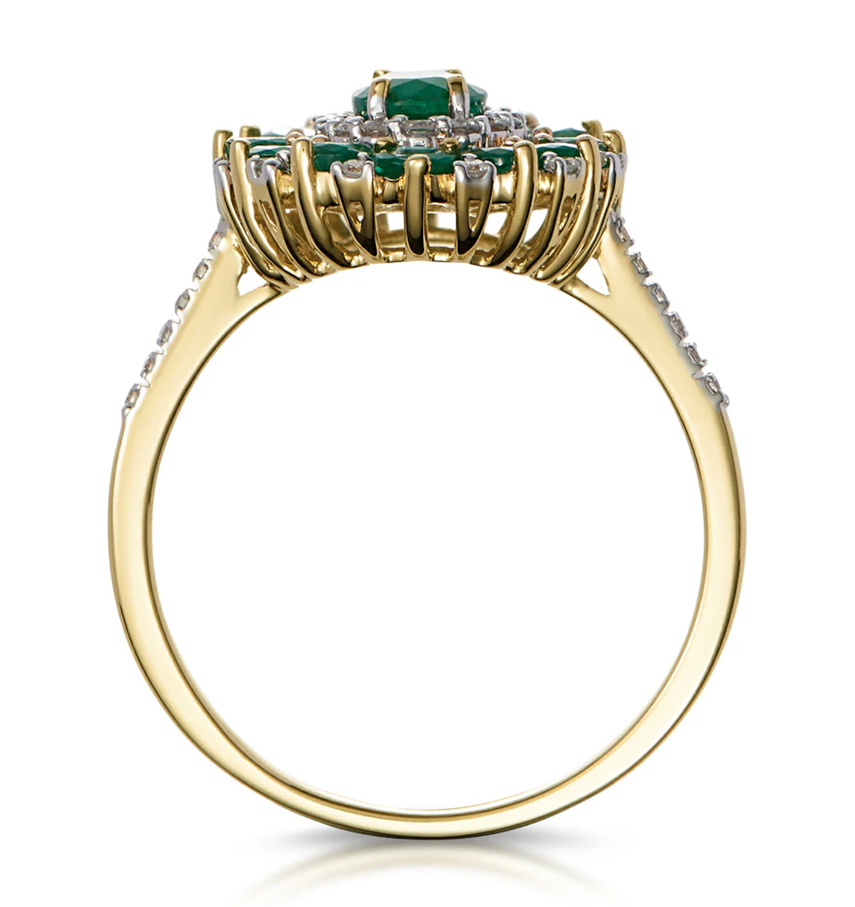 1.35ct Emerald Asteria Collection Lab Diamond Halo Ring in 9K Gold
