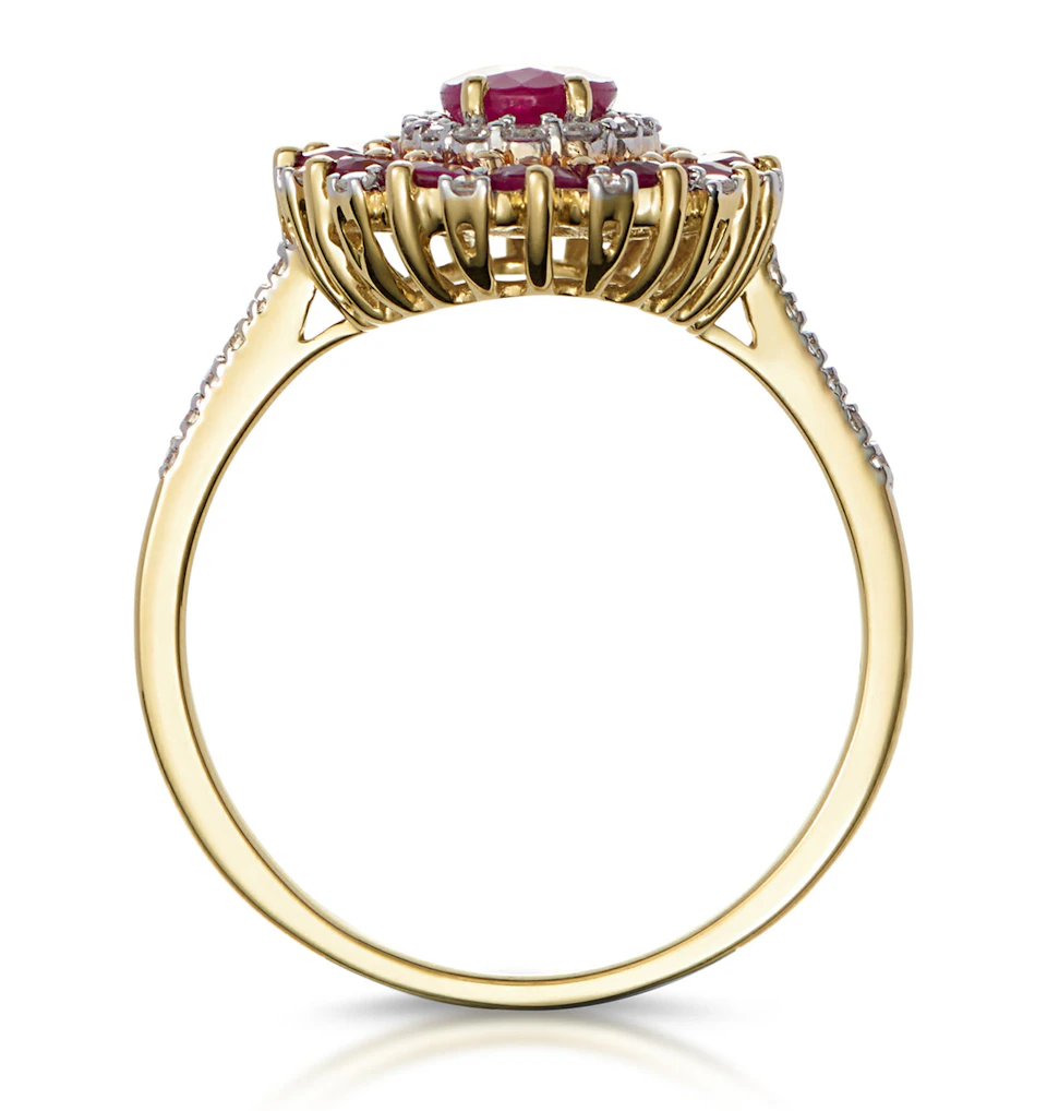 1.55ct Ruby Asteria Collection Diamond Halo Ring in 18K Gold