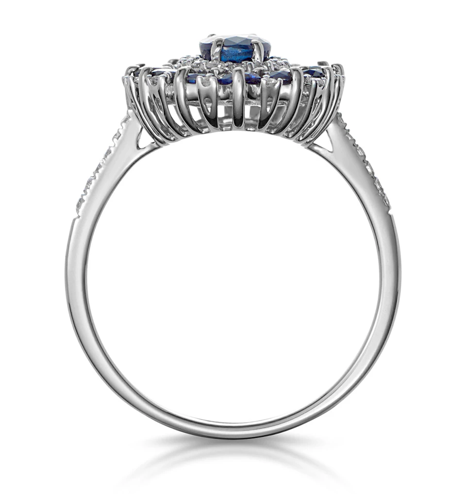 1.55ct Sapphire Asteria Diamond Halo Ring in 18K White Gold