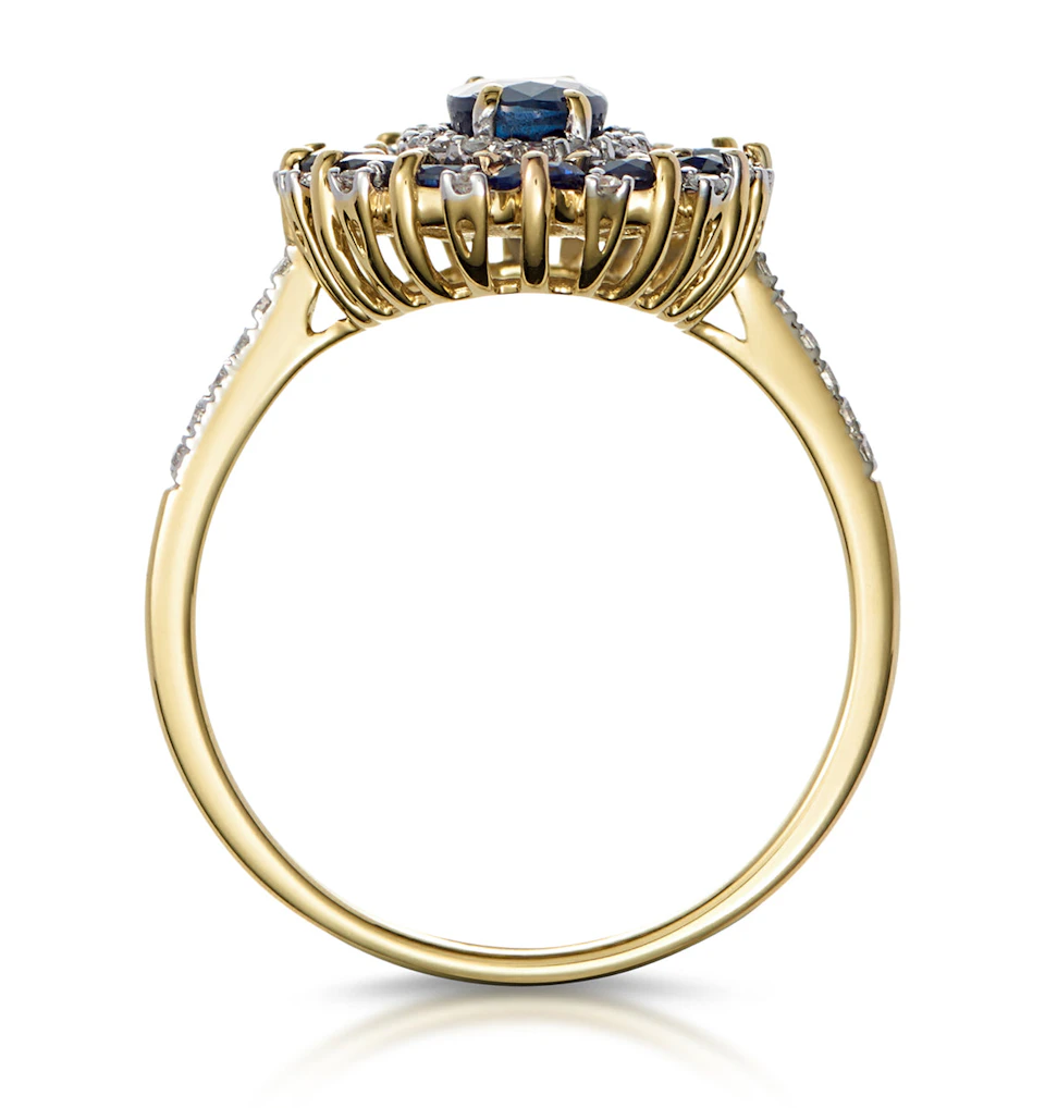 1.55ct Sapphire Asteria Collection Lab Diamond Halo Ring in 9K Gold