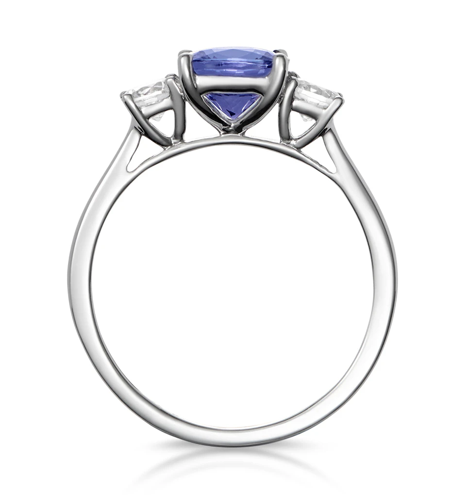 1.60ct Cushion Cut Tanzanite Diamond Asteria Ring in 18K White Gold