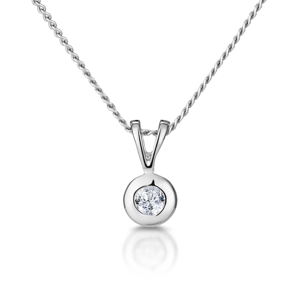 Lab Diamond Solitaire Pendant Necklace 0.05CT in 9K White Gold