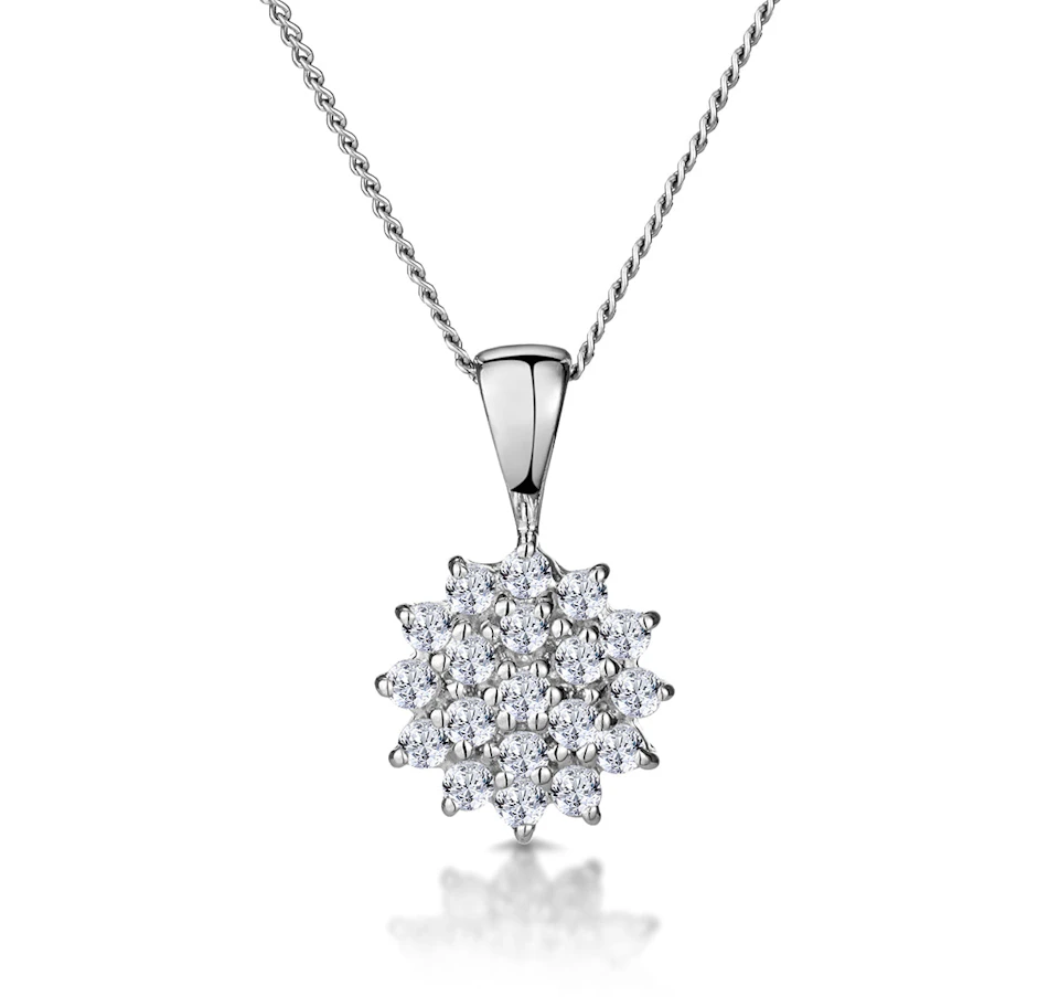 9K White Gold Pendant Necklace With 0.25ct Diamonds