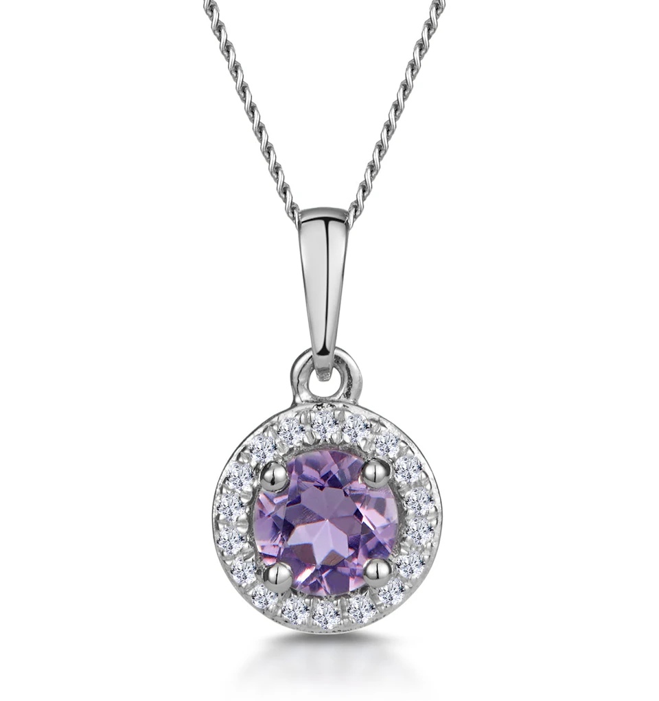 0.33ct Amethyst and Diamond Stellato Necklace in 9K White Gold
