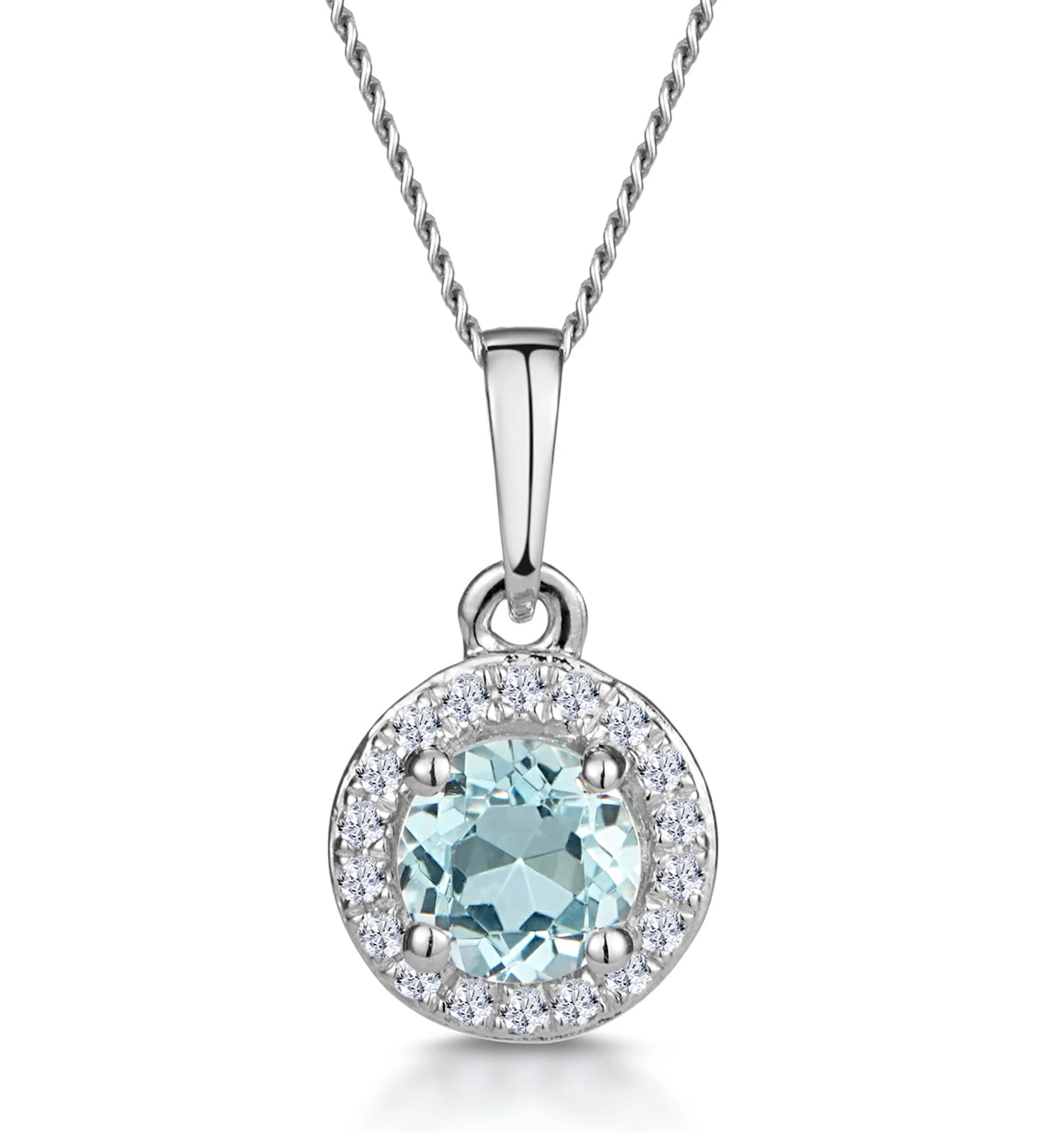 0.38ct Aquamarine and Diamond Stellato Necklace in 9K White Gold
