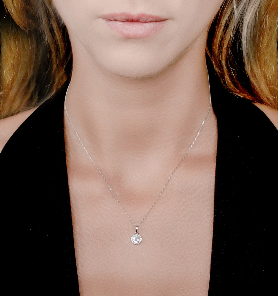 0.38ct Aquamarine and Diamond Stellato Necklace in 9K White Gold