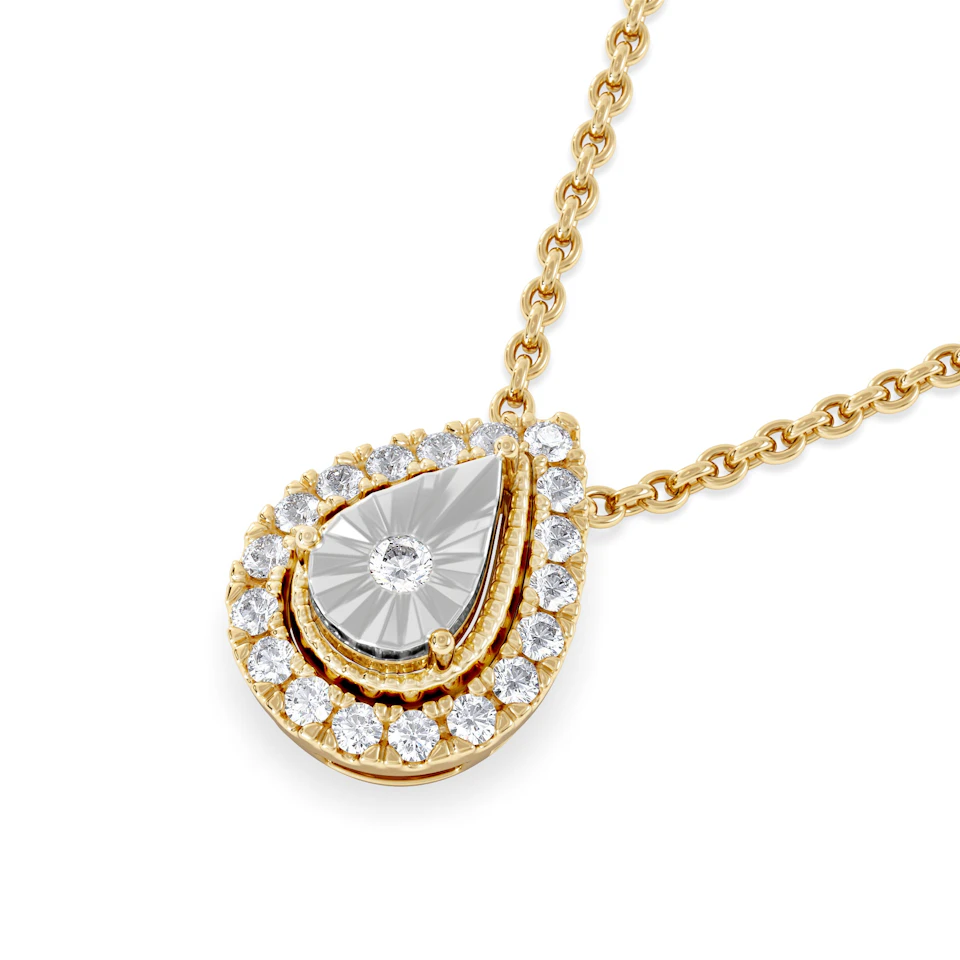 Masami Lab Diamond Pear Halo Necklace 0.10ct Pave Set in 18K Gold Vermeil