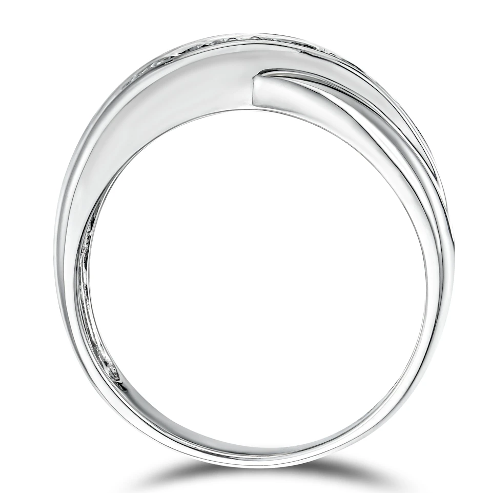Sapphire 0.45ct And Diamond 925 Sterling Silver Crossover Ring