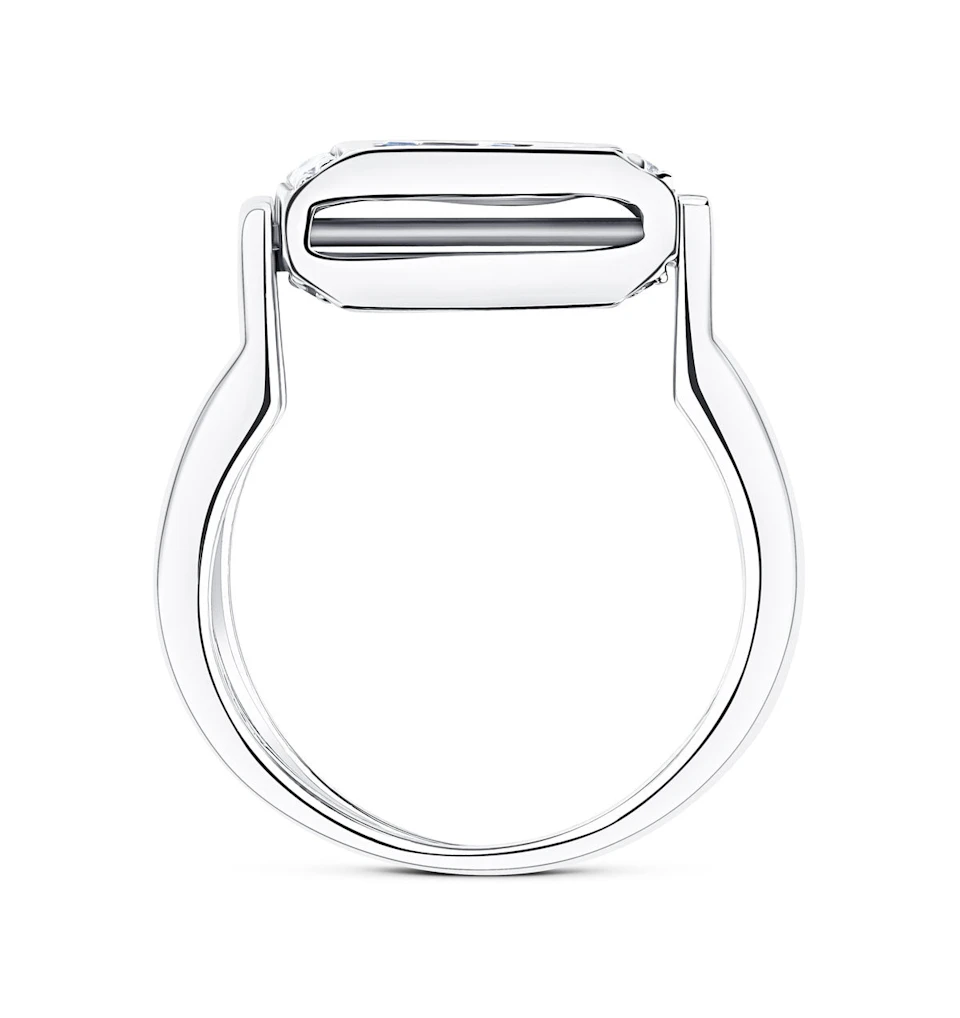 9K White Gold Diamond and Sapphire Reversable Ring - SIZE L
