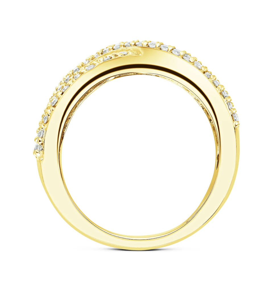 Wide Ring 0.50CT Diamond 9K Yellow Gold - Size H