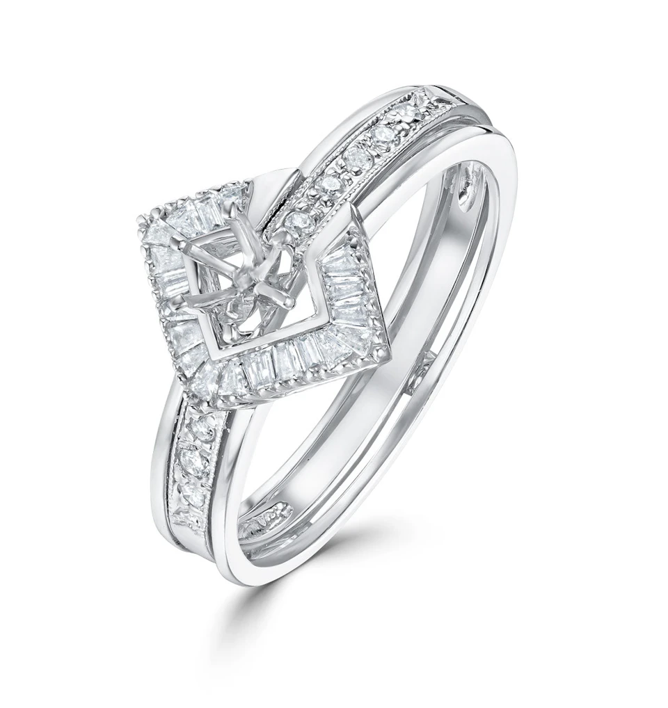 Diamond 0.65ct And 9K White Gold Solitaire Ring with Shoulders