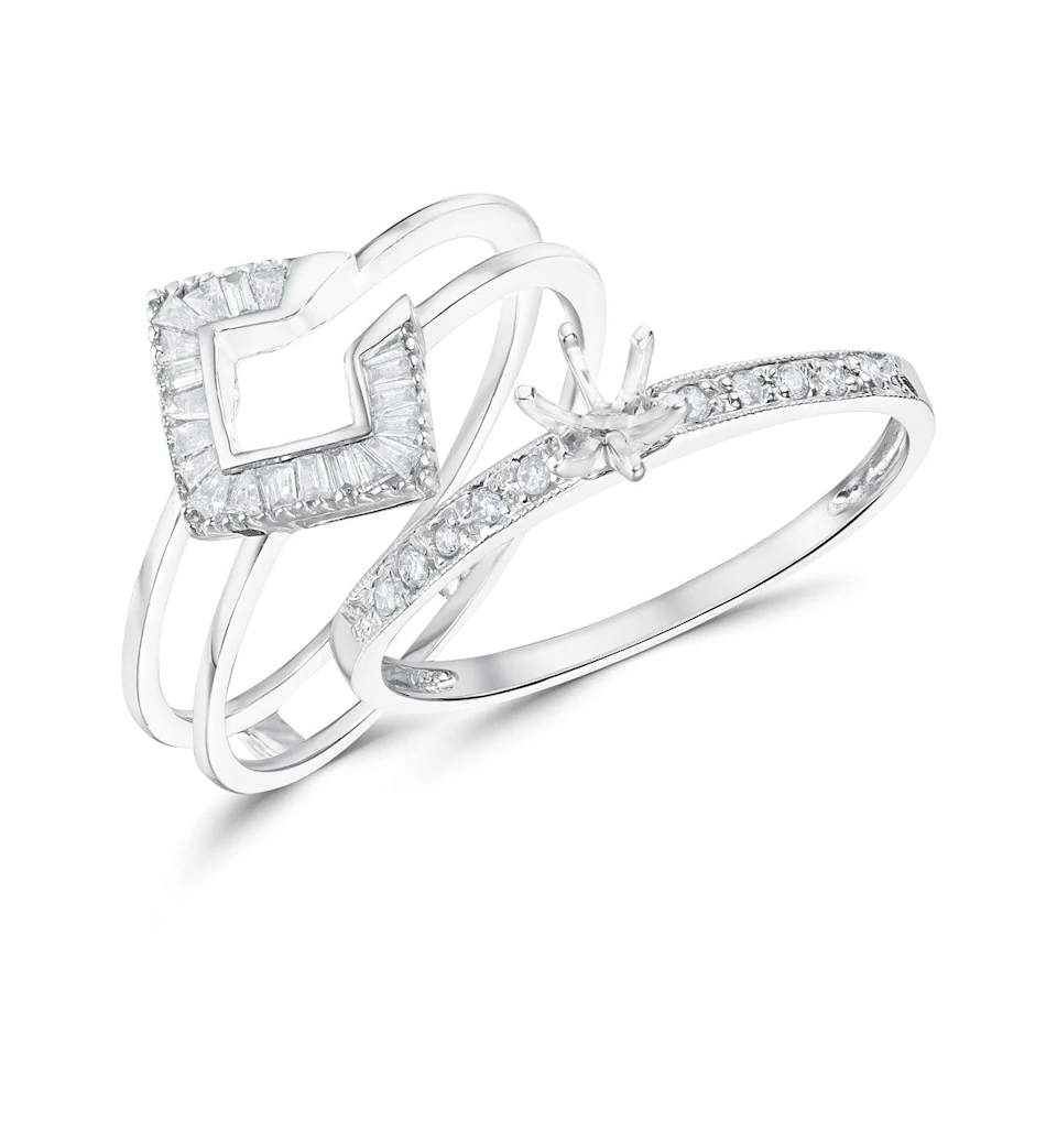 Diamond 0.65ct And 9K White Gold Solitaire Ring with Shoulders