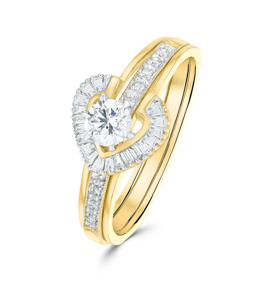 Diamond 0.65ct And 9K Gold Solitaire Ring with Shoulders