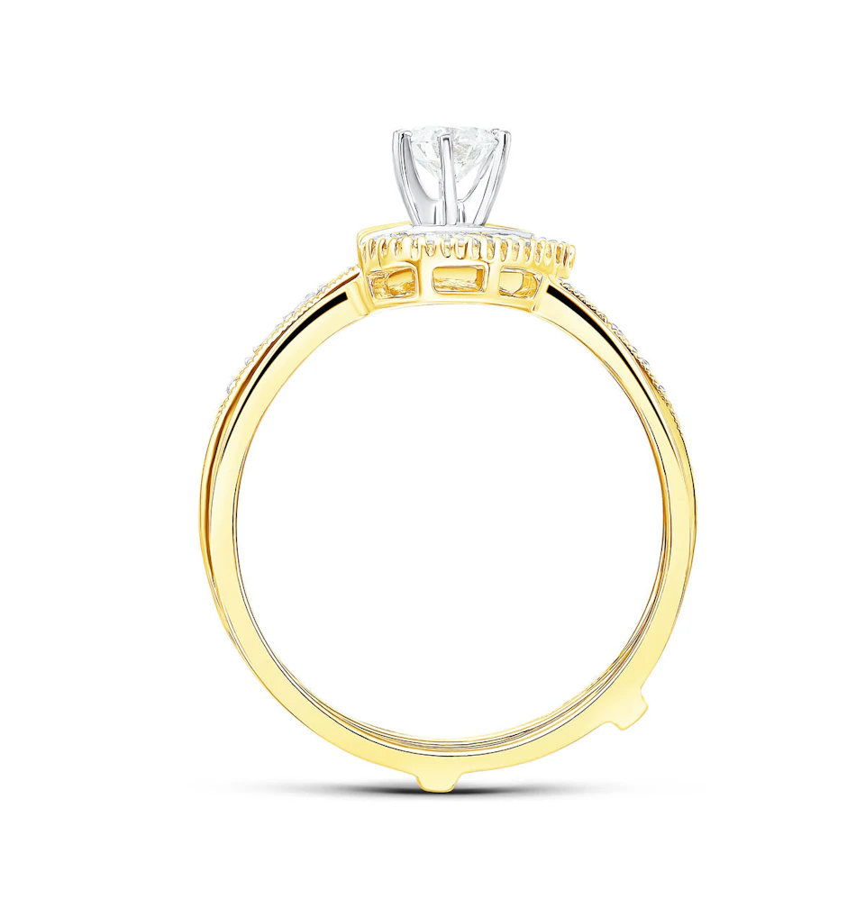 Diamond 0.65ct And 9K Gold Solitaire Ring with Shoulders