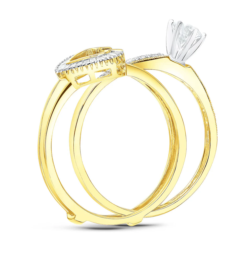 Diamond 0.65ct And 9K Gold Solitaire Ring with Shoulders