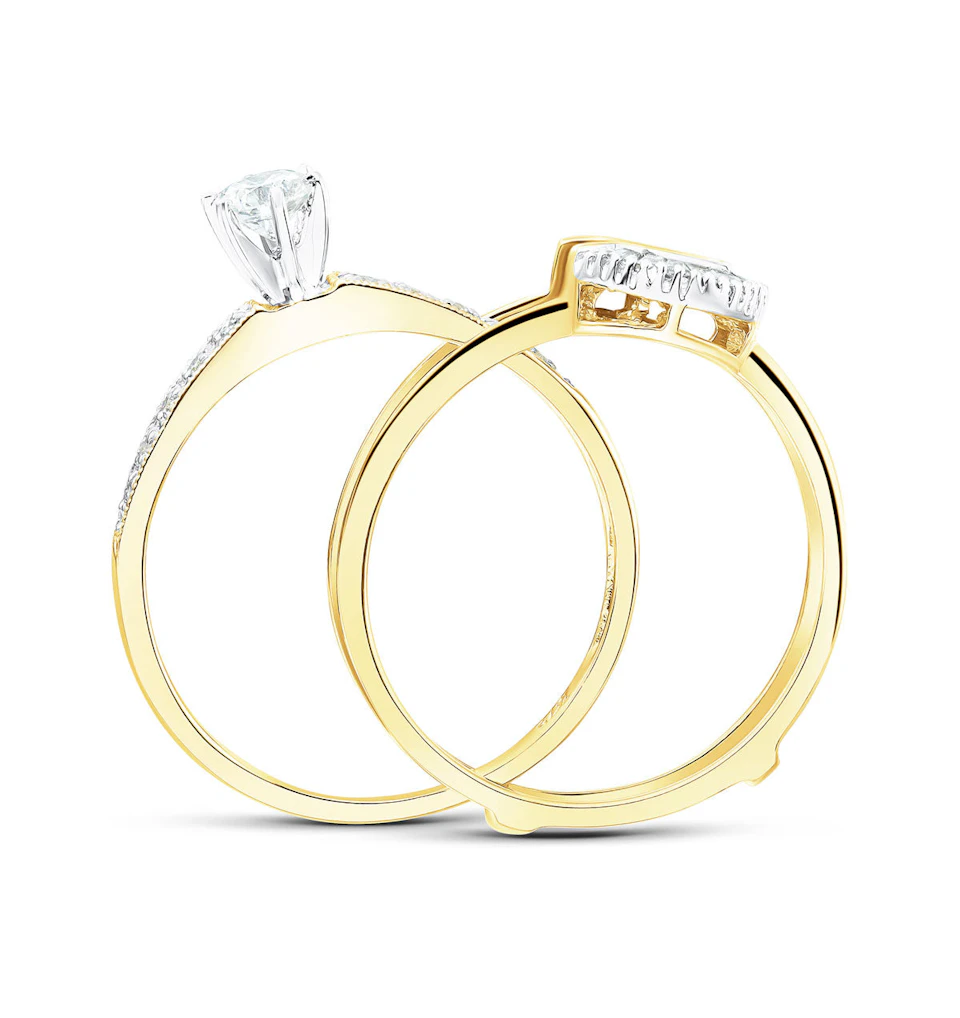 Diamond 0.65ct And 9K Gold Solitaire Ring with Shoulders