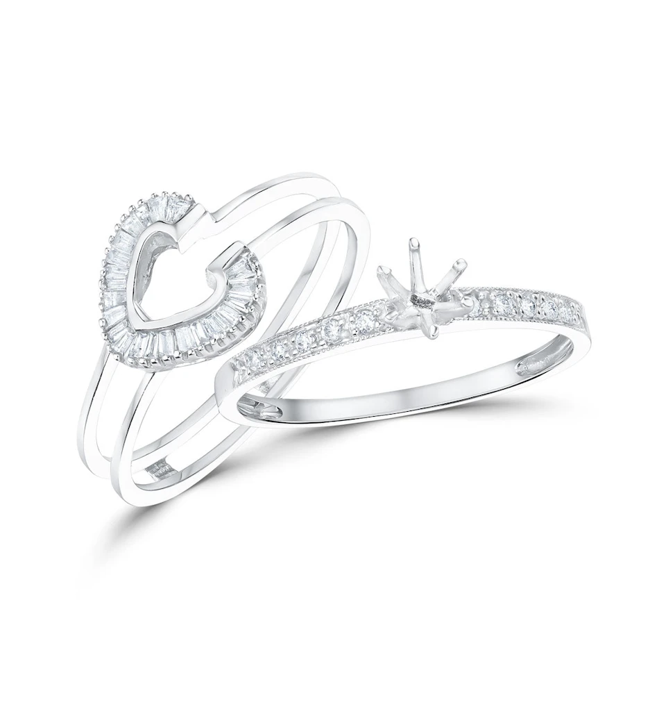 Diamond 0.65ct And 9K White Gold Solitaire Ring with Shoulders - SIZE N