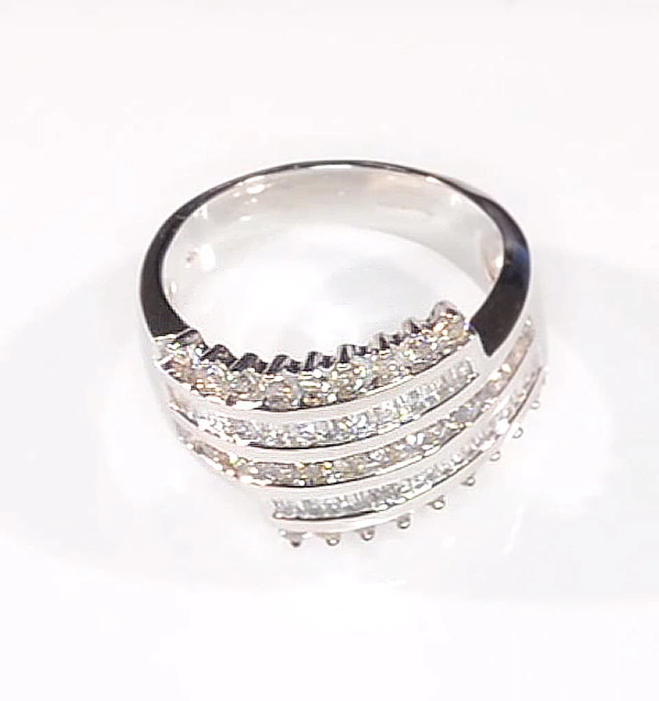 Big Fancy Ring 1.00CT Diamond 9K White Gold SIZES N and Q