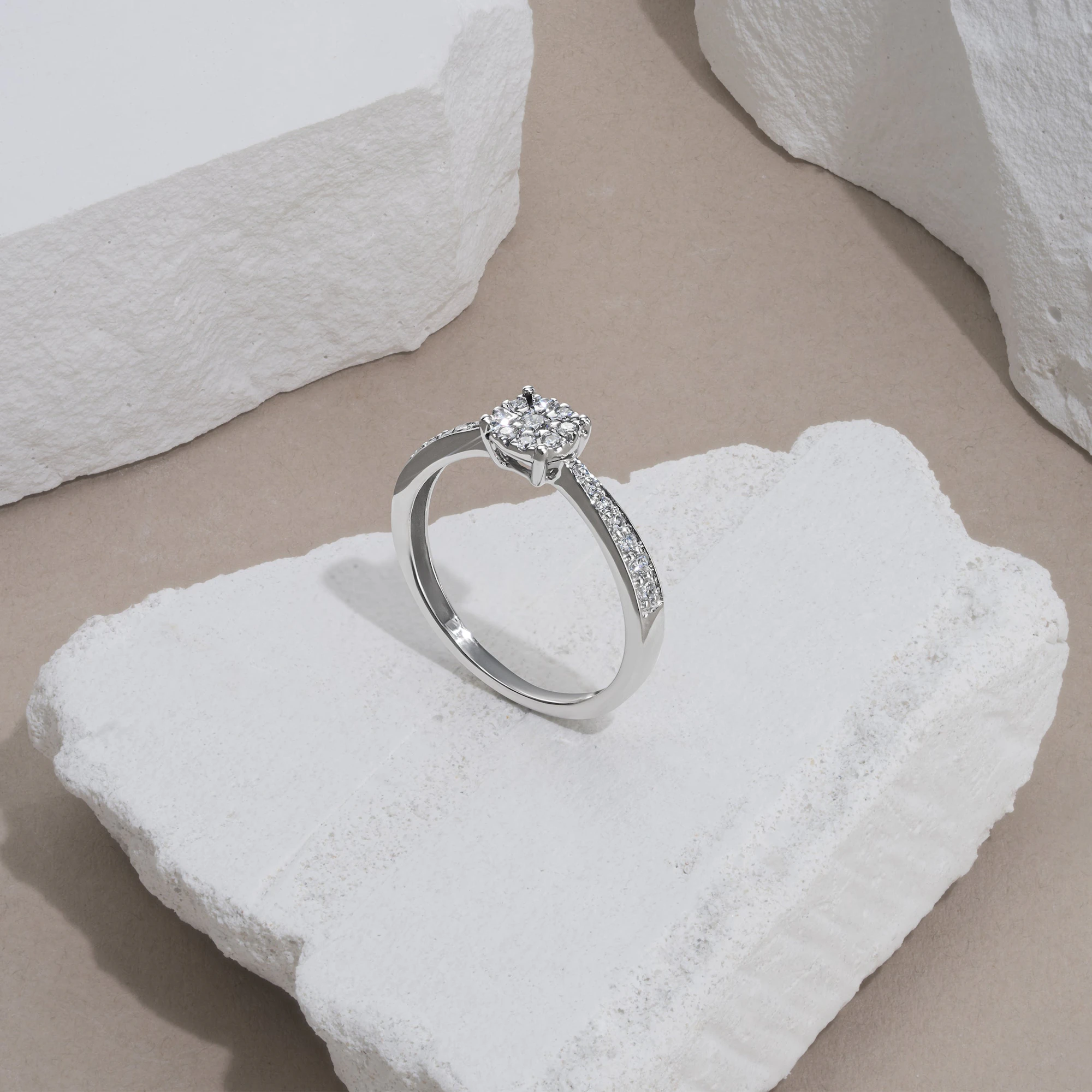 Masami Diamond Engagement Ring 0.20ct Pave Set in 9K White Gold