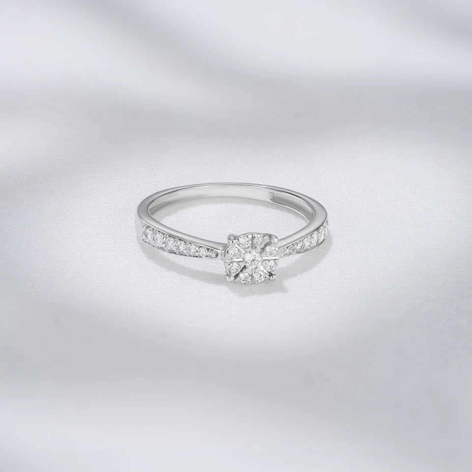 Masami Diamond Engagement Ring 0.20ct Pave Set in 9K White Gold