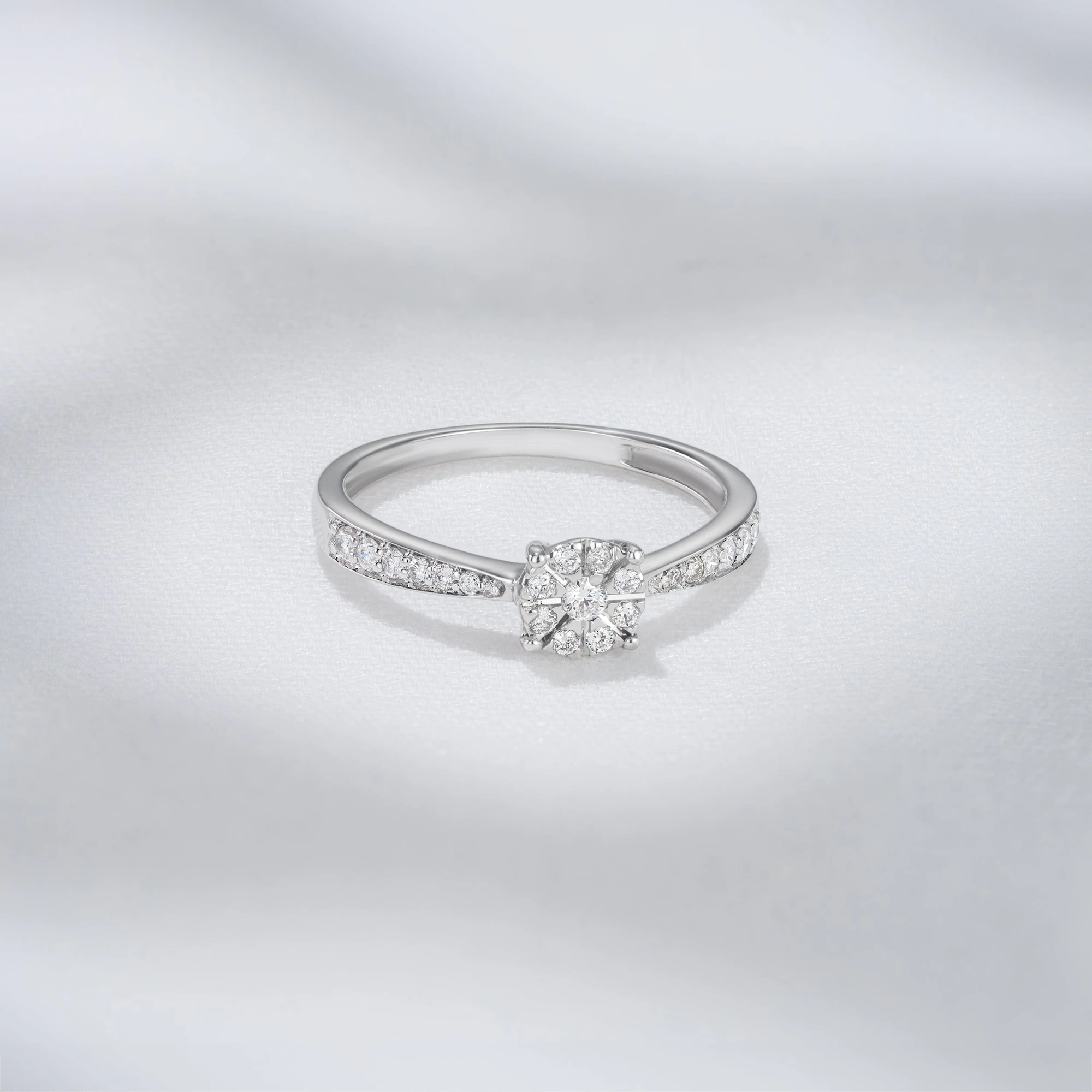 Masami Diamond Engagement Ring 0.20ct Pave Set in 9K White Gold