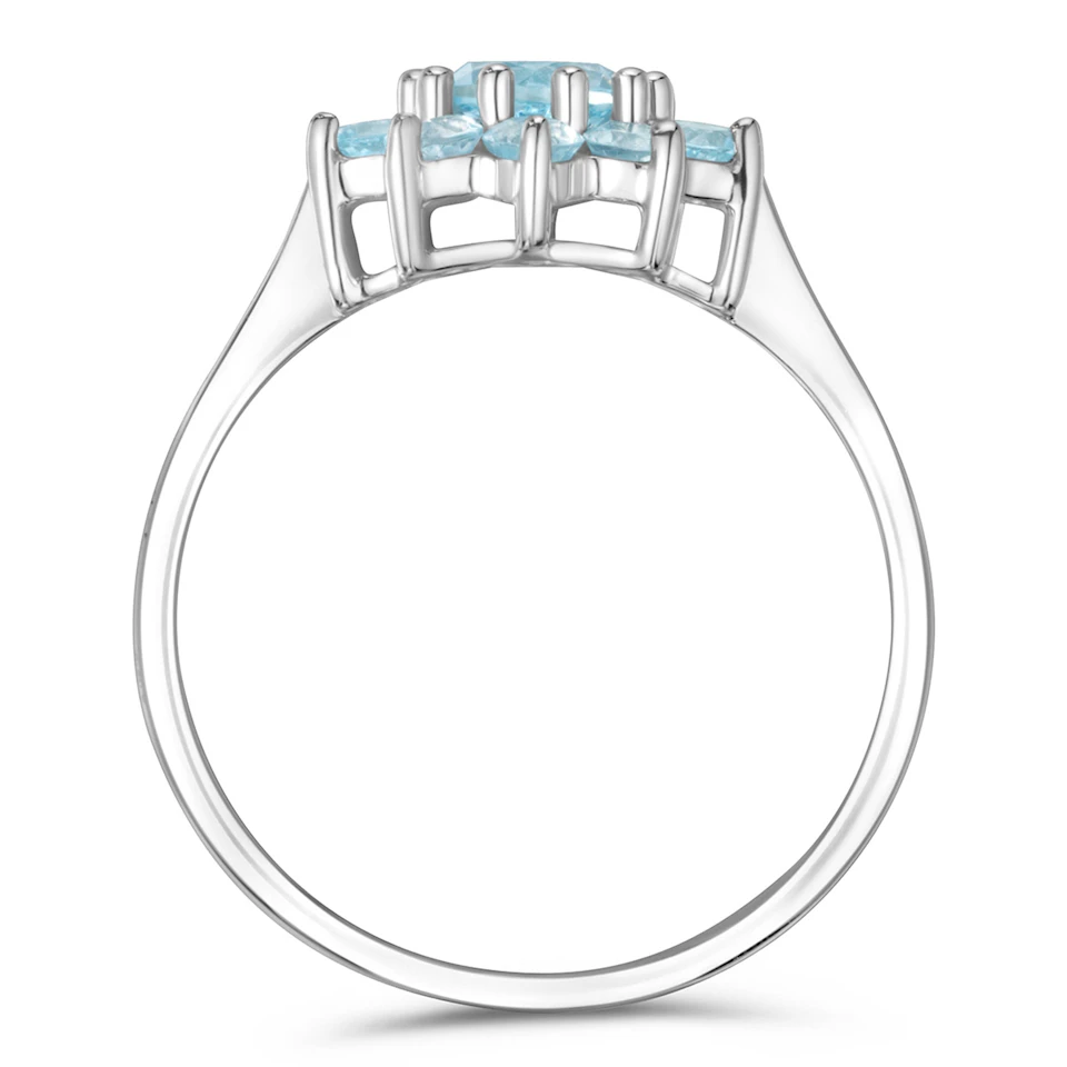 1.10ct Blue Topaz Cluster Ring in 9K White Gold