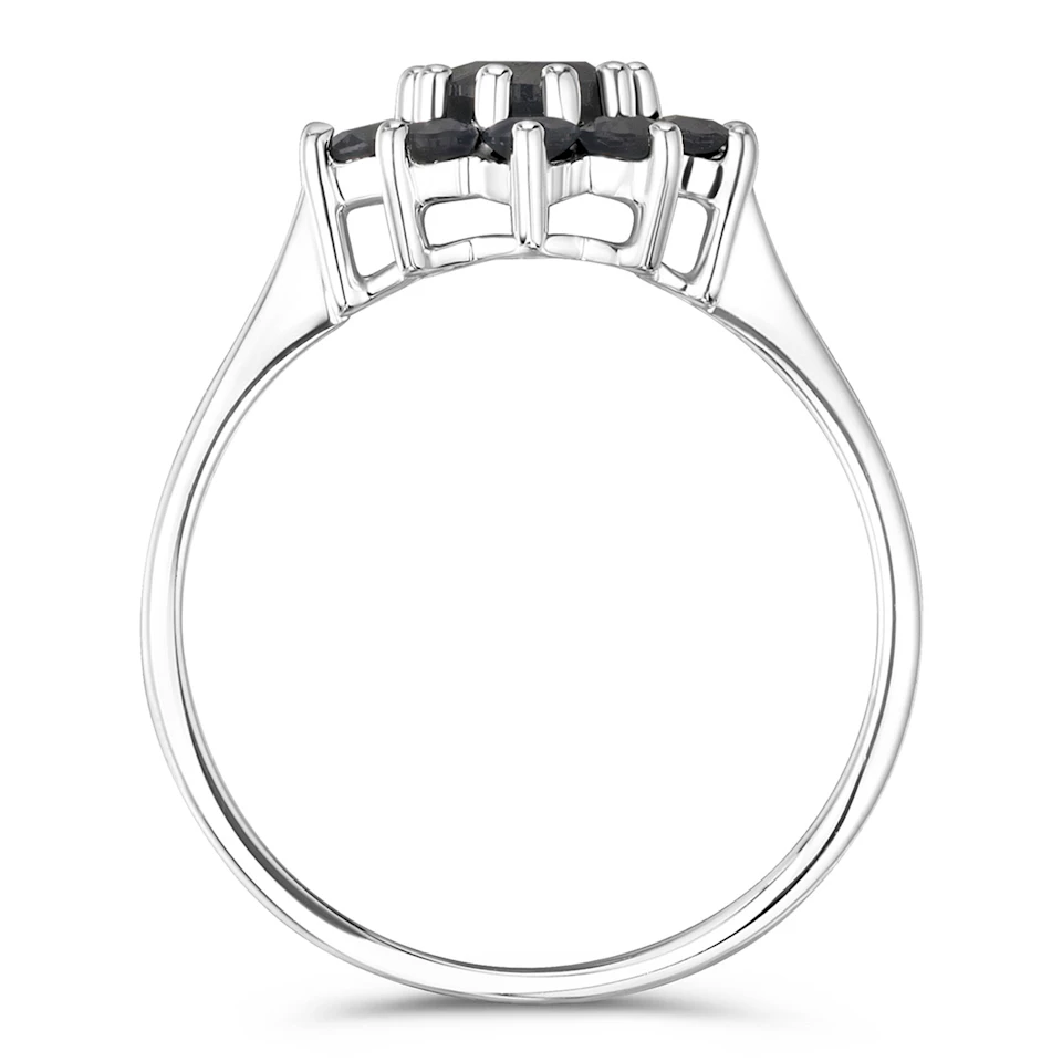 1.33ct Sapphire Cluster Ring in 9K White Gold