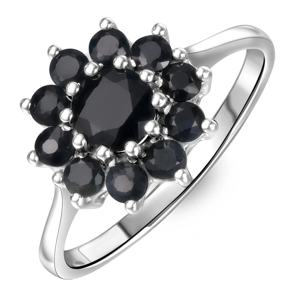 1.33ct Sapphire Cluster Ring in 9K White Gold