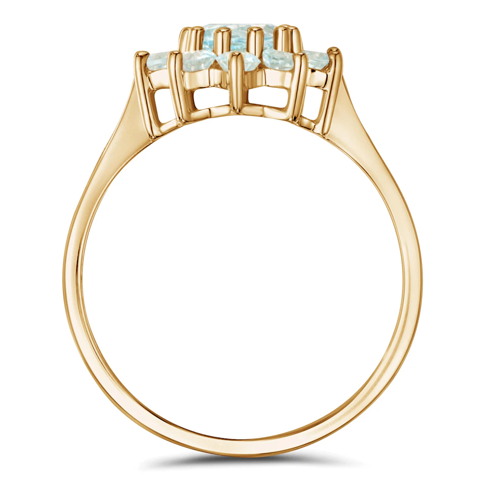 1.10ct Blue Topaz Cluster Ring in 9K Yellow Gold