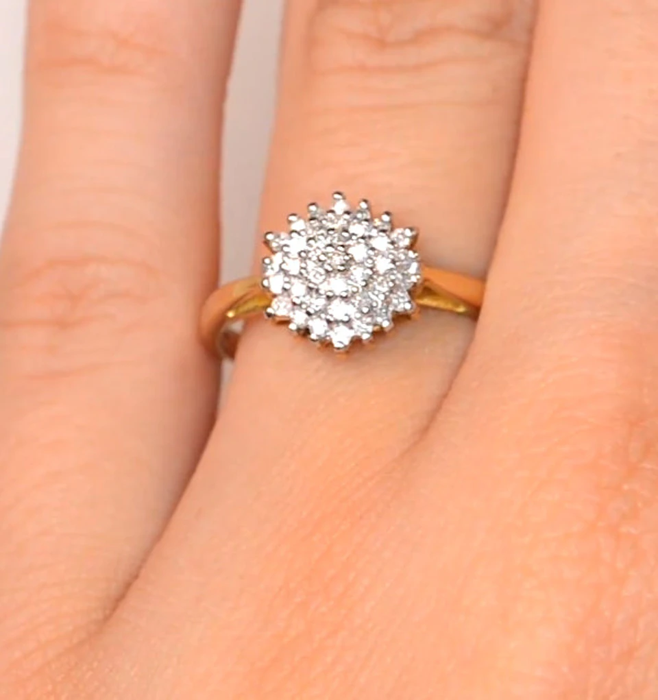 Cluster Ring 0.25ct Diamond 9K Yellow Gold - E5362