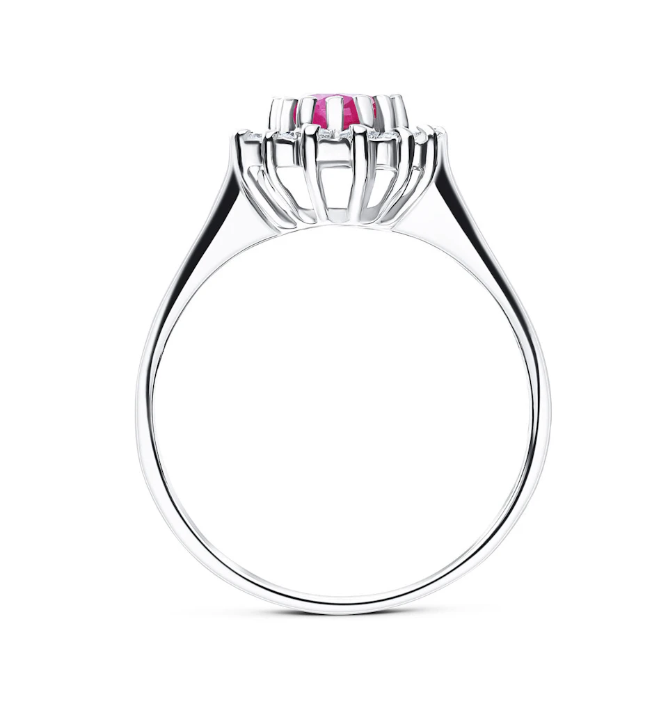 Ruby 0.95ct And Diamond 9K White Gold Ring