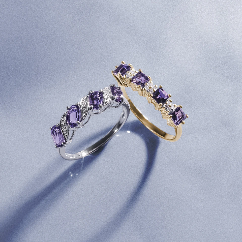 Amethyst 0.56ct And Diamond 9K Gold Ring