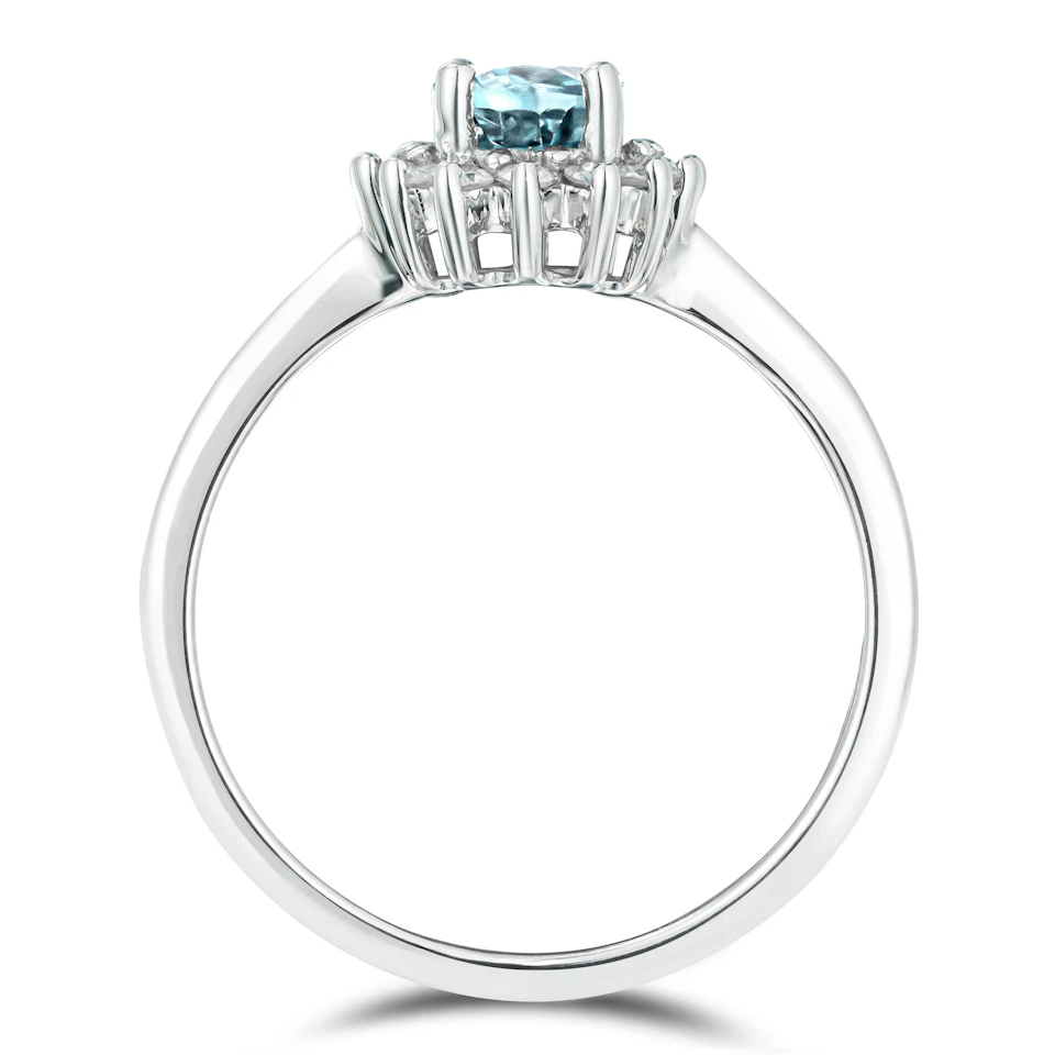 Blue Topaz 0.95CT And Diamond 925 Sterling Silver Ring