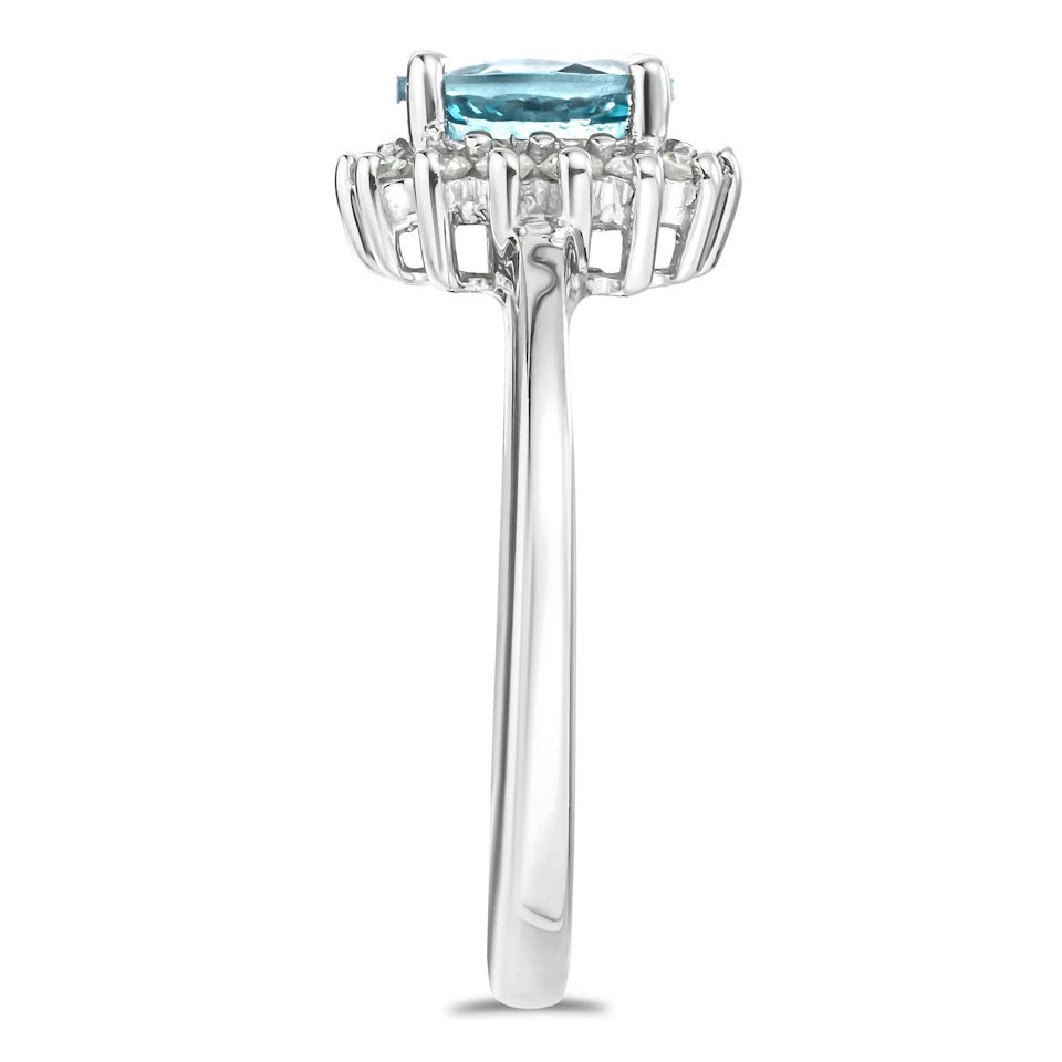 Blue Topaz 0.95CT And Diamond 925 Sterling Silver Ring