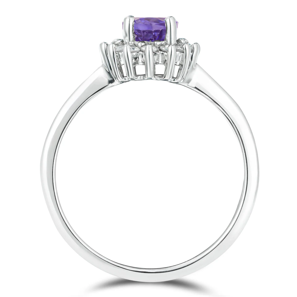 Amethyst 0.70ct And Diamond 925 Sterling Silver Ring