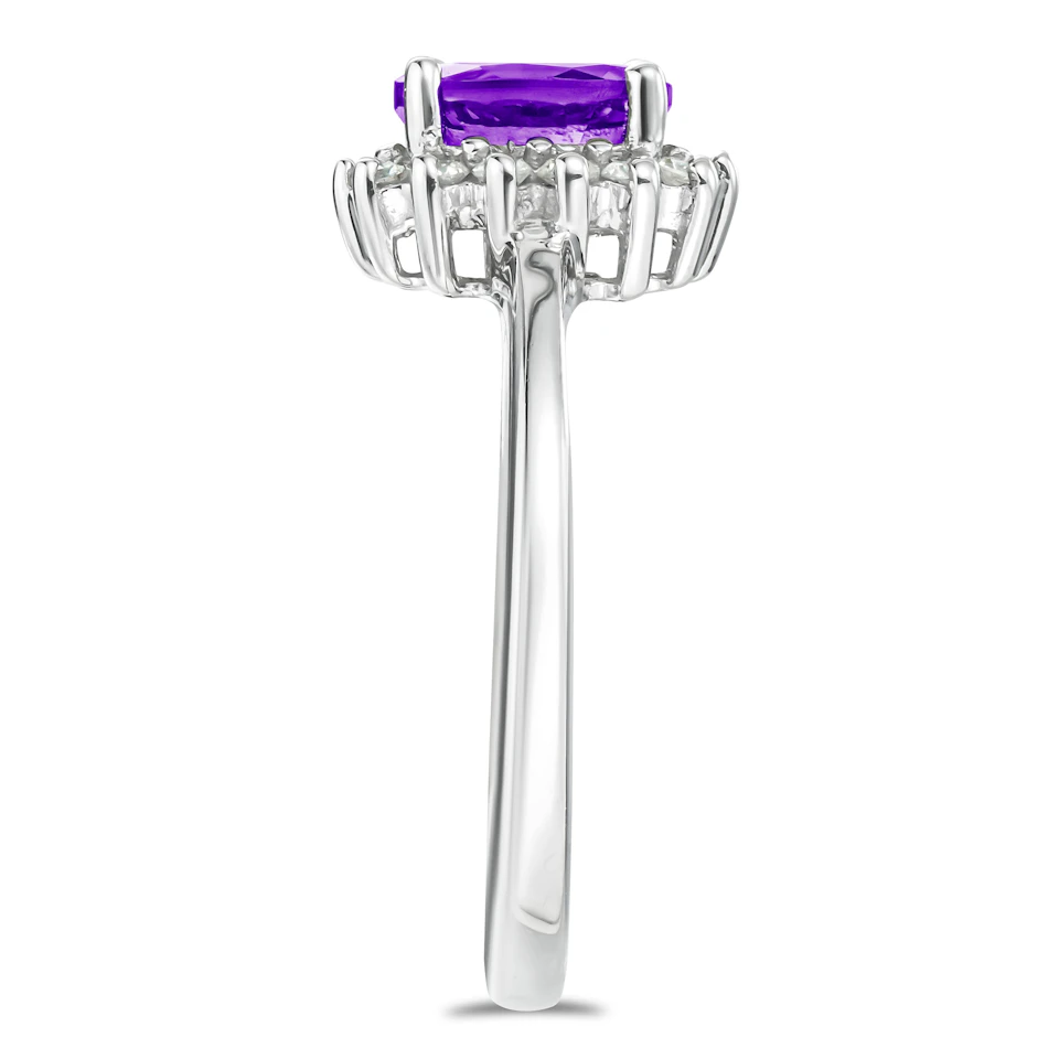 Amethyst 0.70ct And Diamond 925 Sterling Silver Ring
