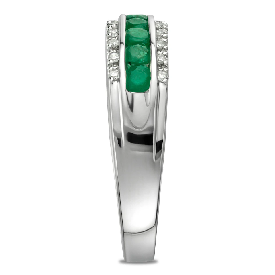 Emerald and Diamond Eternity Ring 0.56ct in 9K White Gold