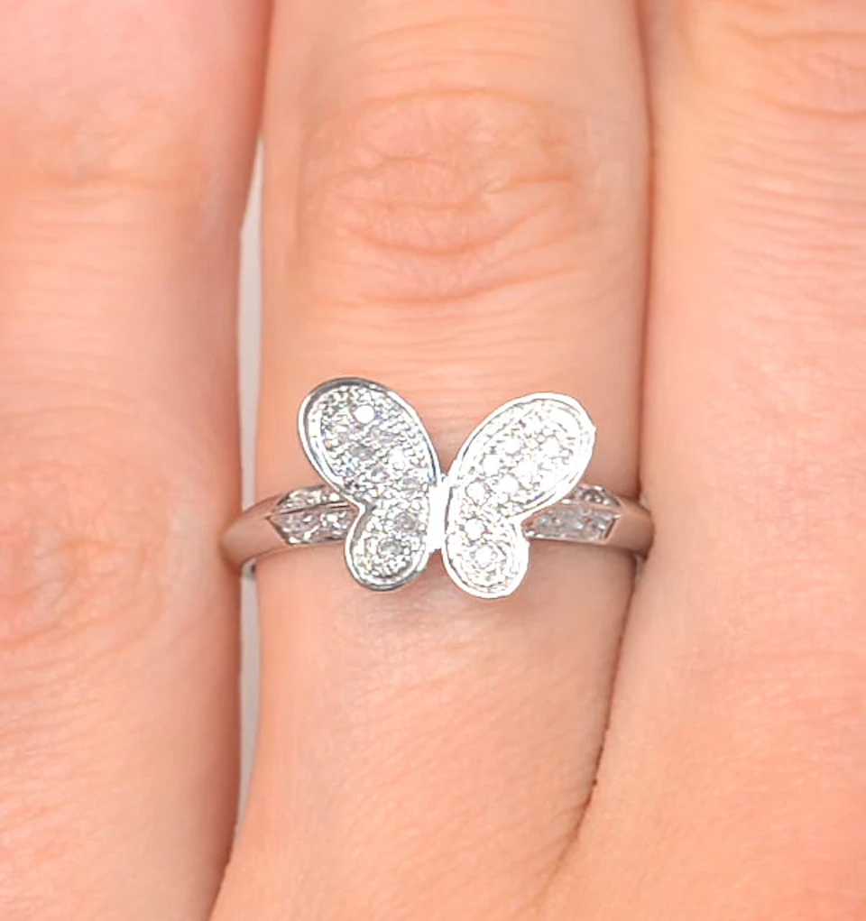 Diamond 0.15ct 9K White Gold Butterfly Ring