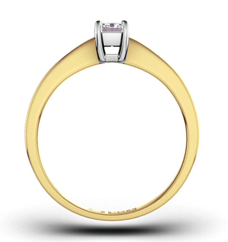 Certified Emerald Cut 18K Gold Diamond Engagement Ring 0.25CT-G-H/SI