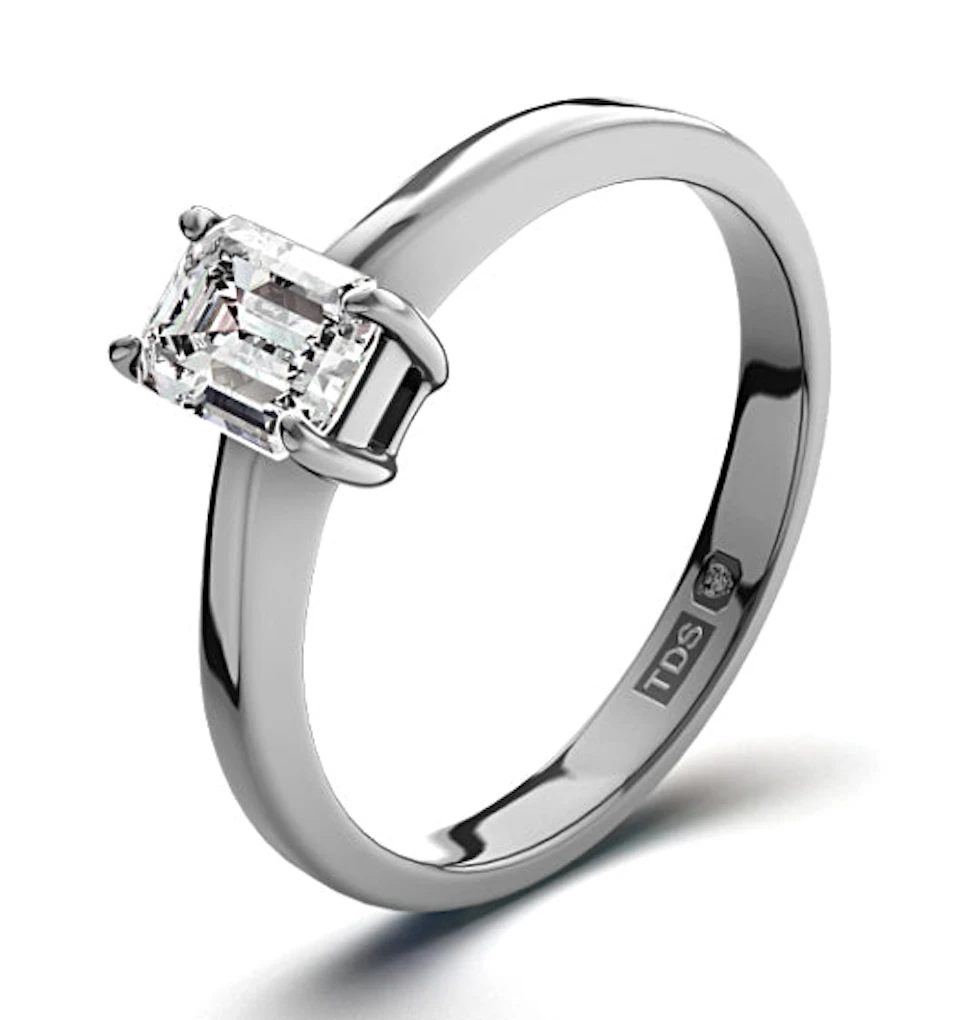 Engagement Ring Certified Emerald Cut Diamond 0.33CT H/SI 18K Gold