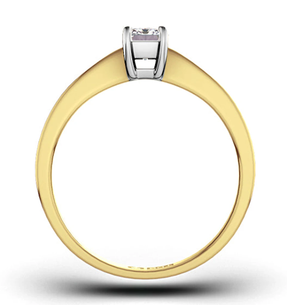 Certified Emerald Cut 18K Gold Diamond Engagement Ring 0.33CT-G-H/SI